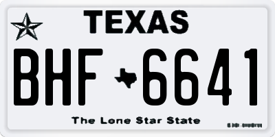 TX license plate BHF6641