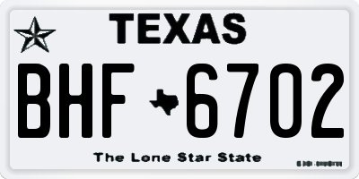TX license plate BHF6702