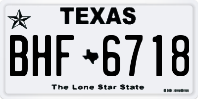 TX license plate BHF6718