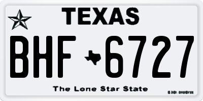 TX license plate BHF6727