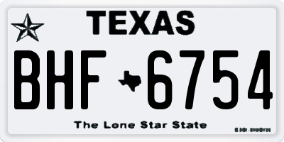 TX license plate BHF6754