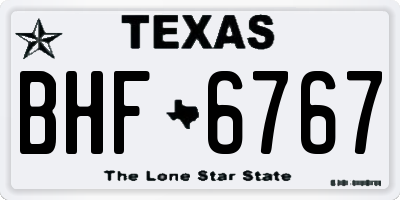 TX license plate BHF6767
