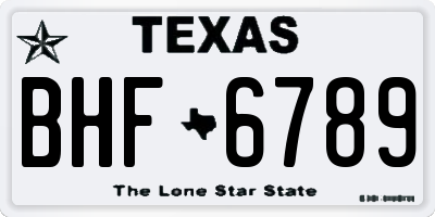 TX license plate BHF6789