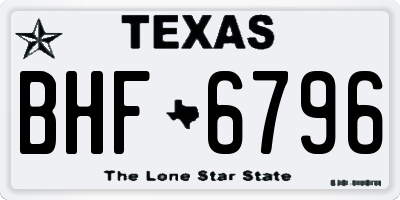 TX license plate BHF6796