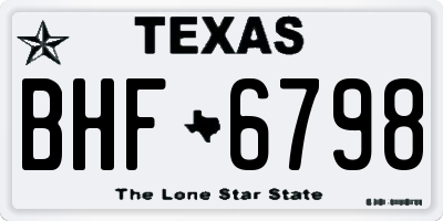 TX license plate BHF6798