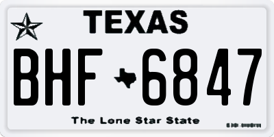 TX license plate BHF6847
