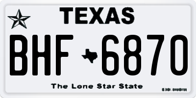 TX license plate BHF6870