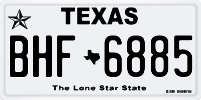 TX license plate BHF6885