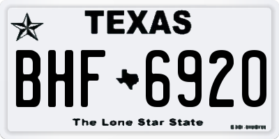 TX license plate BHF6920