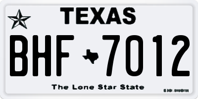 TX license plate BHF7012