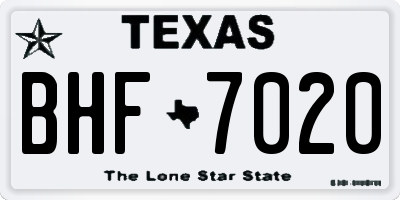 TX license plate BHF7020