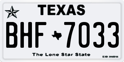 TX license plate BHF7033