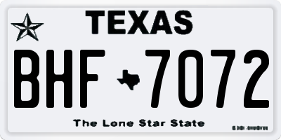TX license plate BHF7072