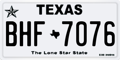 TX license plate BHF7076