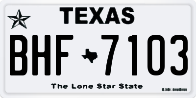 TX license plate BHF7103