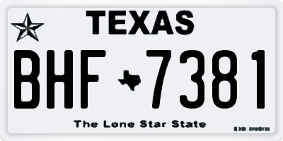 TX license plate BHF7381