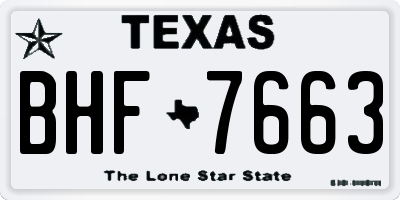 TX license plate BHF7663