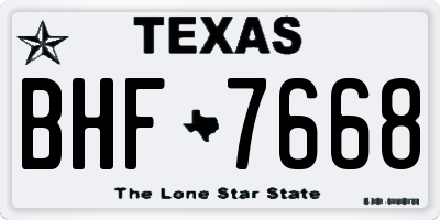 TX license plate BHF7668