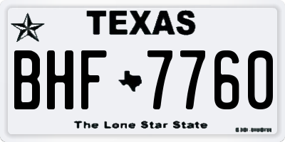 TX license plate BHF7760