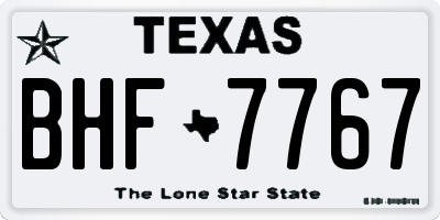 TX license plate BHF7767