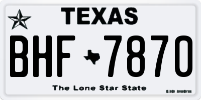 TX license plate BHF7870