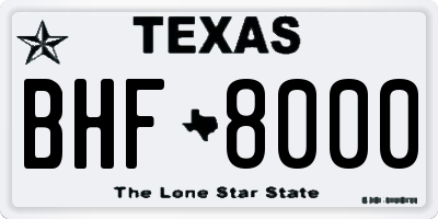 TX license plate BHF8000