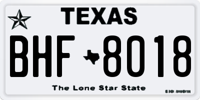 TX license plate BHF8018
