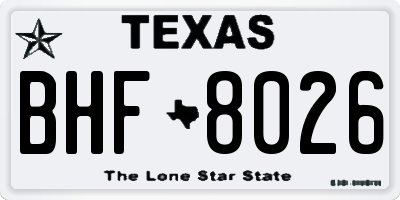 TX license plate BHF8026