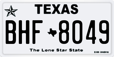 TX license plate BHF8049