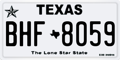 TX license plate BHF8059