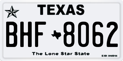 TX license plate BHF8062