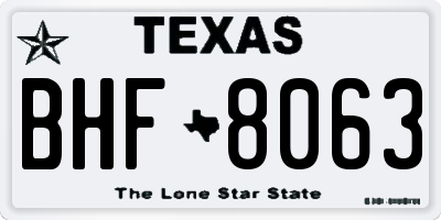 TX license plate BHF8063