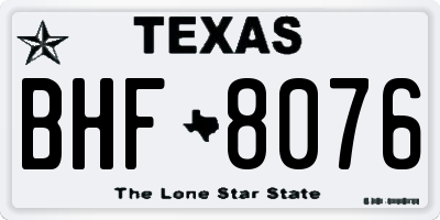 TX license plate BHF8076