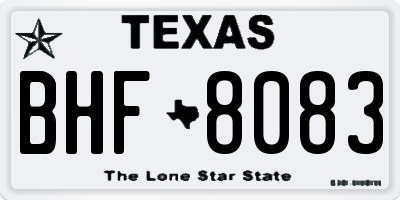 TX license plate BHF8083