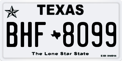 TX license plate BHF8099