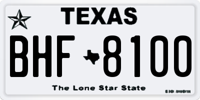 TX license plate BHF8100