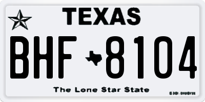 TX license plate BHF8104