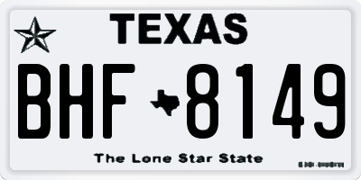 TX license plate BHF8149