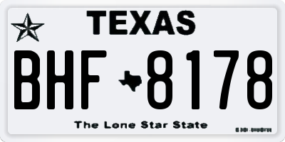 TX license plate BHF8178