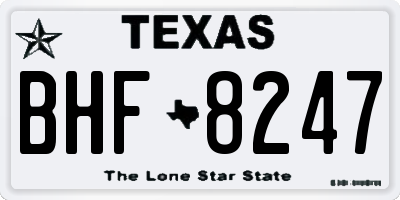 TX license plate BHF8247
