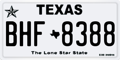 TX license plate BHF8388