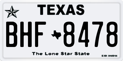 TX license plate BHF8478