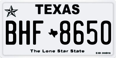 TX license plate BHF8650