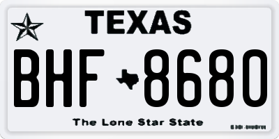 TX license plate BHF8680