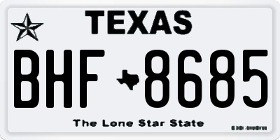TX license plate BHF8685