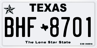 TX license plate BHF8701