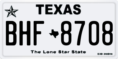 TX license plate BHF8708