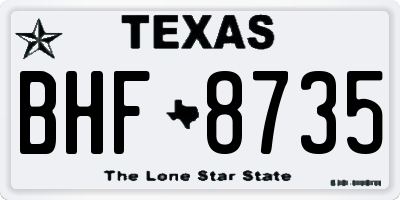 TX license plate BHF8735