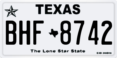 TX license plate BHF8742