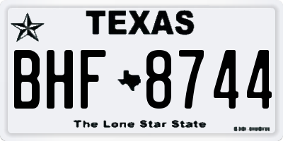 TX license plate BHF8744